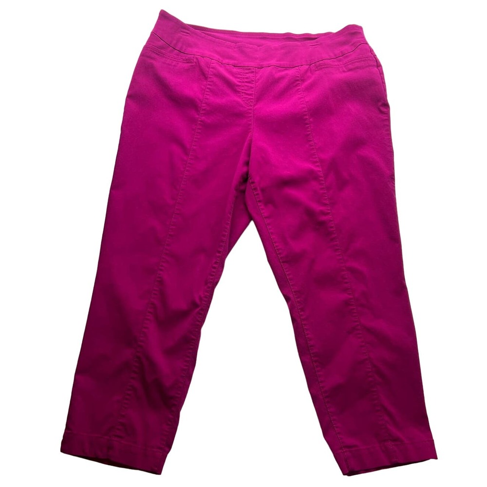 WESTBOUND WOMAN Women's 22W Plus Pant's‎ Pull On Flat Front Chino Fuschia
